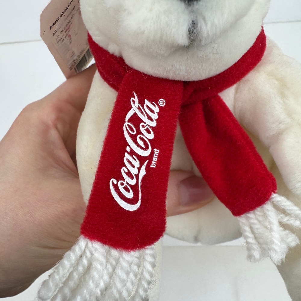 Vtg 1993 Dakin Coca Cola Coke Soda Mini Small Plush White Polar Bear w Red Scarf - Picture 8 of 9